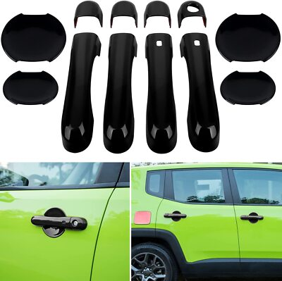 #ad Black Door Handle Cover amp; Cup Bowl Frame Cover Kit for Jeep Renegade 2015 2021 $29.99