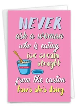 1 Funny Feel Better Card with Envelope - Ice Cream Carton Feel Better C3228FBG