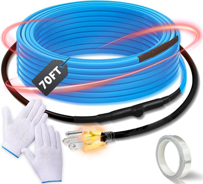 70Ft Heat Tape with Thermostat   120V Self-Regulating Pipe Heating Cable for Fre
