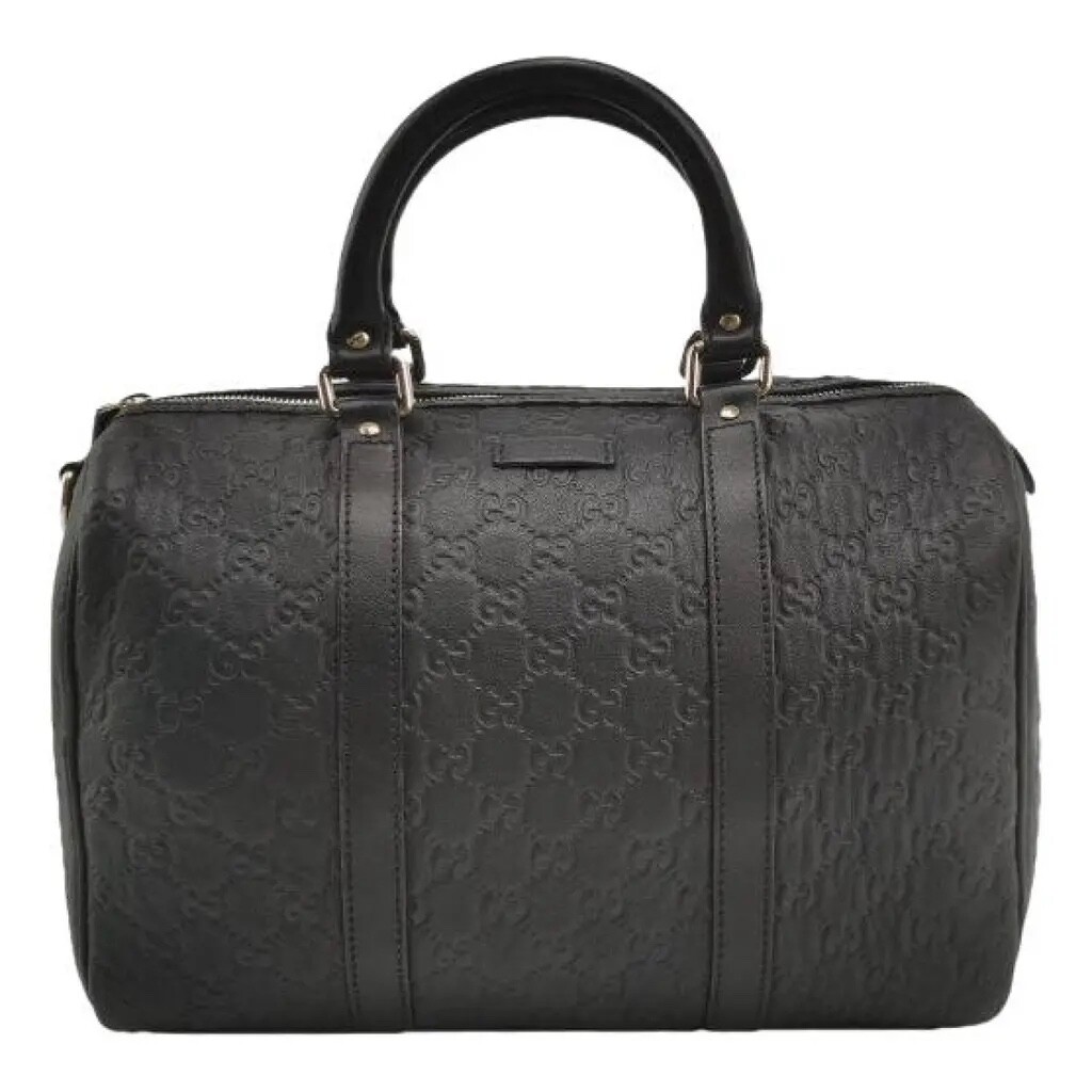 Gucci Micro Series Black Leather Embossed Boston Tote Bag-image