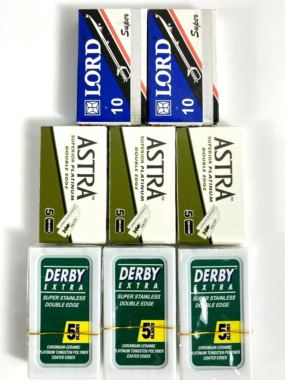 50 Astra Lord Derby High Quality Double Edge Safety Razor Blades Variety Pack