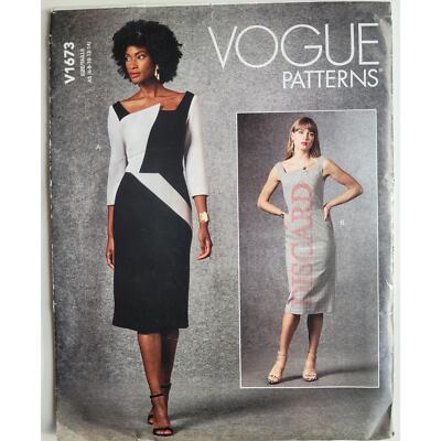 Vogue V1673 Sewing Pattern for Dress with Asymmetrical Neckline B30.5 to B36 G