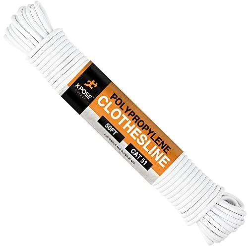 Plastic Clothes Line - White Rope Clothes Line String for Pulley 5/32 x  50FT