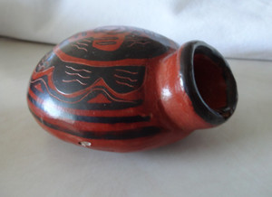 Pre Columbian Red Clay POLYCHROME Single Spout Vessel/ JUG