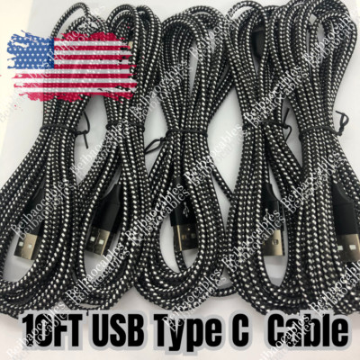 10ft USB C Type C Fast Charger Cable Lot For Samsung Android TypeC Charging Cord