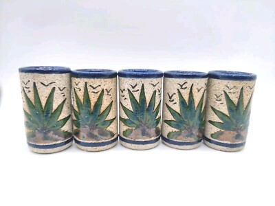 Lot-of-5 Ceramic Shot Glasses Hand Painted From Guanajuato, Mexico