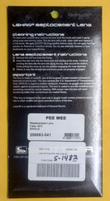 Scott NOS Pee Wee Clear AFC Replacement Lens 206683-041 Unopened S