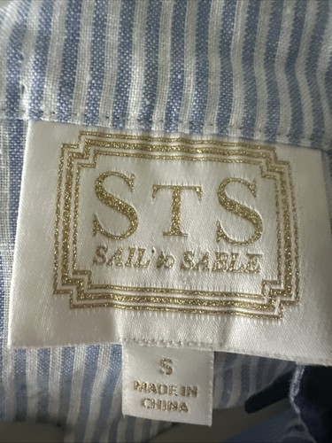 Sail to Sable Dress Women's 100% Linen Tunic Dress Blue Striped Size Small - Picture 3 of 6