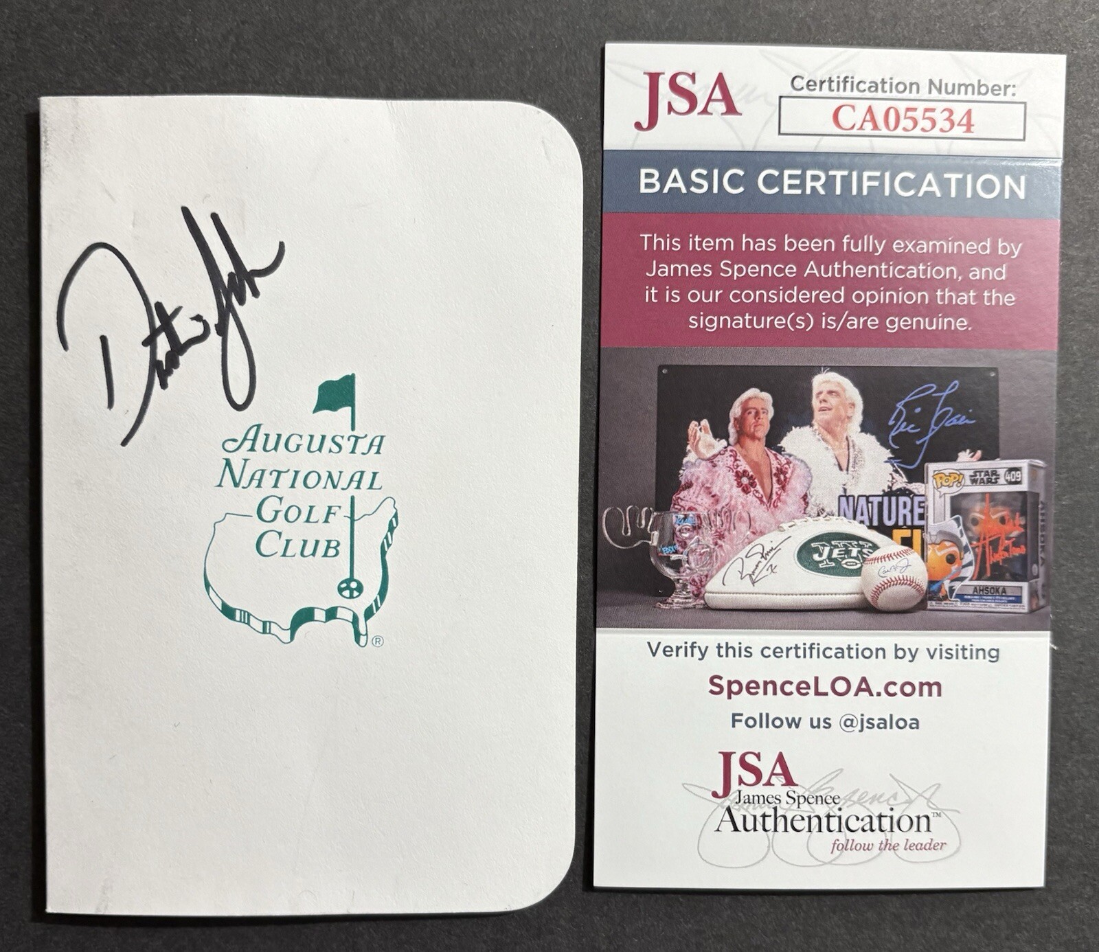 Dustin Johnson Autographed Signed Augusta Masters Score Card JSA/COA 
