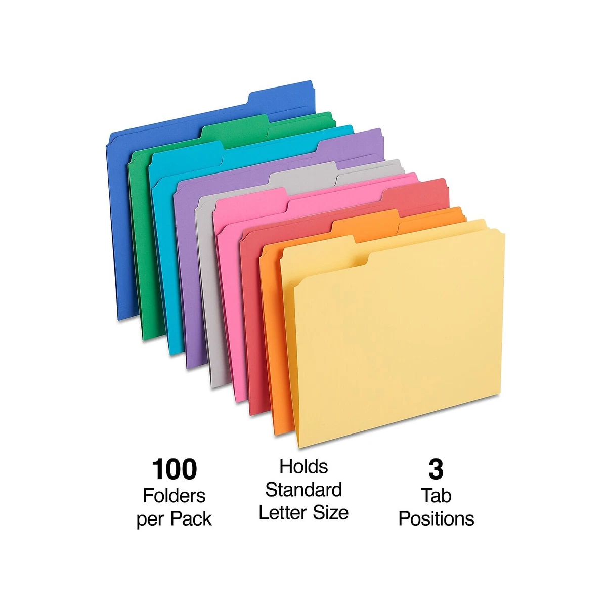 Staples Reinforced File Folder 1 3 Cut Letter Size Assorted Colors