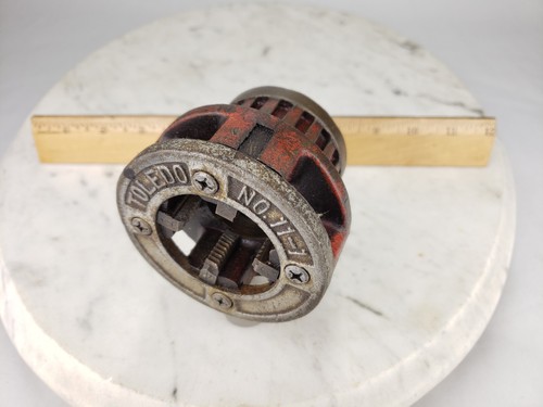 Toledo Pipe Threader Head No 11-1" TPI Dies Treading Tool Gas Pipe Taper Vintage - Picture 2 of 13