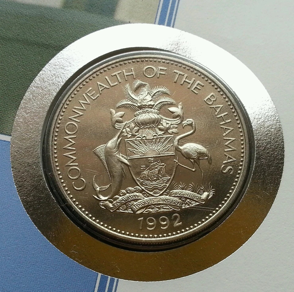 Bahamas Royal Visit 1994 Reina Isabel II Bandera Shell Nation FDC (cubierta de moneda) Foto 3 de 4