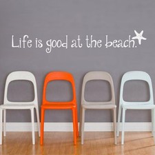 Motivation Inspired Wall Decal Ocean Life is Good At the Beach Quote Vinyl Decor