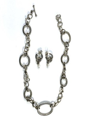 MICHAEL DAWKINS 925 STERLING SILVER NECKLACE & EARRINGS SET   