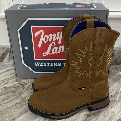 Tony Lama Boom Saddle Cowhide Safety Toe Western Work Boots TW3413 Sz 12 D