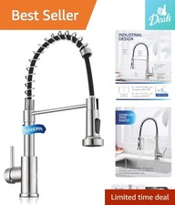 High Arc Single Handle Kitchen Faucet - Lead Free Brushed Nickel with Sprayer