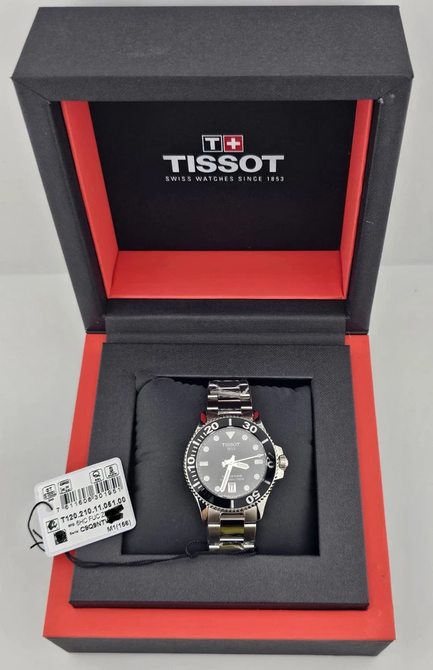 TISSOT SEASTAR 1000 мужские часы 36 мм серебряный ремешок и черный циферблат T120.210.11.051.00 - Изображение 2 из 4