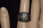 Vintage Boy Scout Eagle Ring Sterling Silver Black Onyx Size 10 1/4