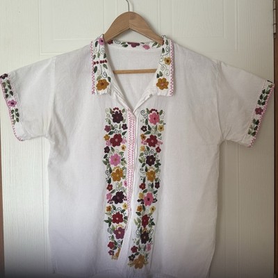 Blusa Mexicana Floral  Authentic Embroidery Mexican blouse