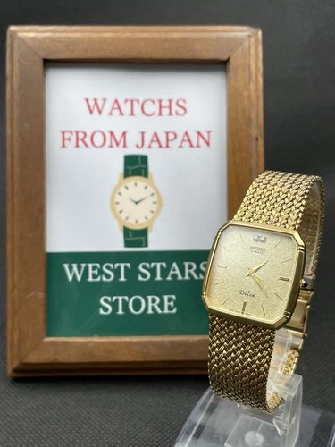 [Near Mint] Vintage Seiko Dolce 9521-5210 Gold Quartz Octagon Watch JAPAN
