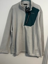 Eddie Bauer NWT Men's 1/4 Zip Pullover Sweatshirt Polyester Grey Size 2XL Fleece