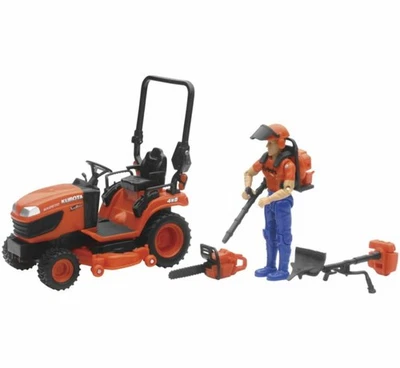 NEW RAY TOYS New-Ray 1/18 Kubota BX2670 Lawn Tractor with Figure & Accessories SS-33453