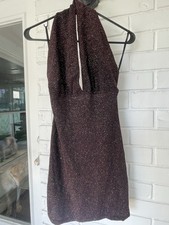 Red/gold Glitter elastic Fitted Dress Sz M