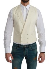 Dolce & Gabbana White Waistcoat Formal Wool  Men's Vest Authentic