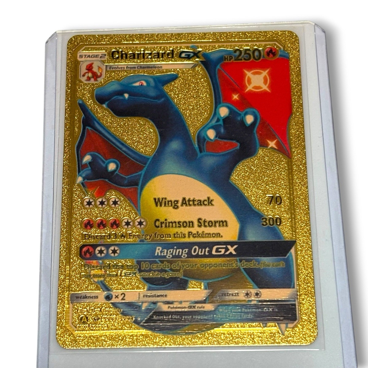 Charizard GX ポケモンカード HP250 Charizard GX HP 250 Premium Gold Foil Fan Art Vinyl Textured