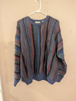 Vintage 90s Norm Thompson 3D Sweater Coogi Style Size M Cotton Cosby Italy