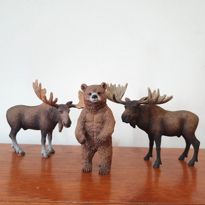 3x Schleich Figuren Elch Stier Braunbär Nordamerika Kanada Wild Life Konvolut