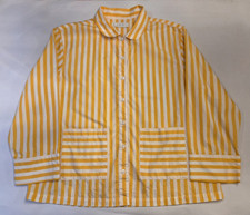 Lake Pajamas Women  s Medium Yellow White Stripe Button Front Pajama Top