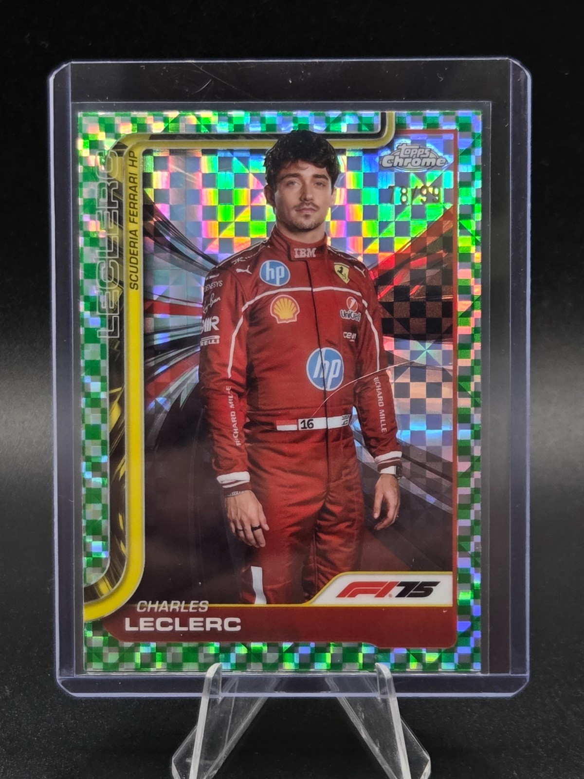 2025 Topps Chrome Formula 1 F1 Charles Leclerc Portrait Green Checker 78/99 #3