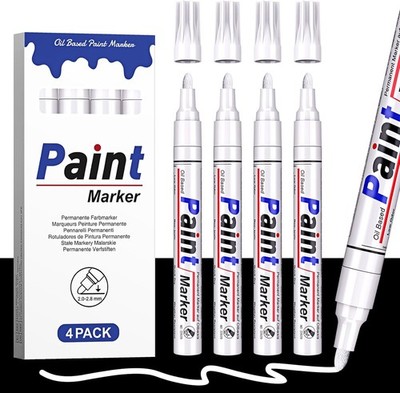 Weiß 4 Permanent Marker Lackstift Wasserfest Lackmarker Reifen Stift 2-2,8mm 