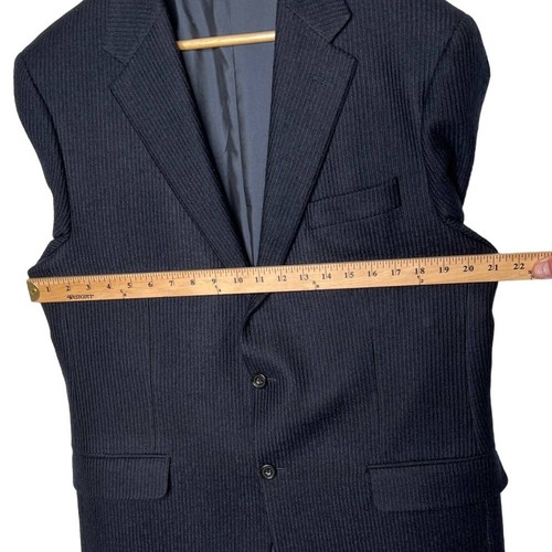Hickey Freeman 42R Textured Wool LINDSEY 2 Button Blazer Jacket Pinstripe Blue - Picture 4 of 9