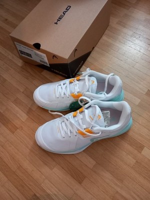 neue HEAD Damen Tennisschuhe Sandplatz Sprint Team Gr 38,5 weiß aqua + gratis