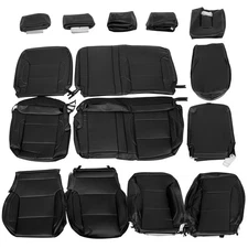 Complete Set Seat Covers For 14-18 Chevy Silverado LT Double/ Crew Cab Black