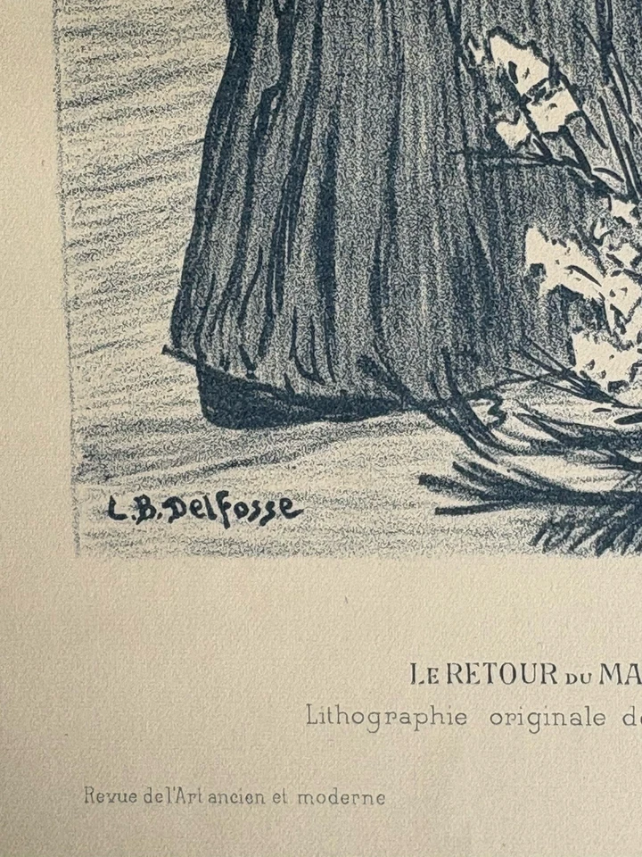 Delfosse gravure Lithographie Lithograph Coiffe Bigoudène Bretonne Bretagne - Photo 4/4
