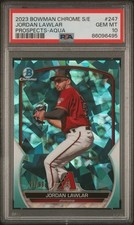 2023 BOWMAN CHROME SAPPHIRE ED PROSPECTS AQUA #247 JORDAN LAWLAR 51/99 PSA 10