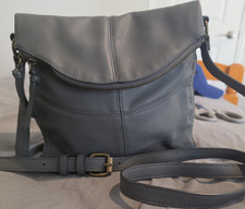 Gray Crossbody Bag Faux Leather Adjustable Strap Zip Pocket Casual Purse Bag