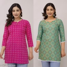 Women Rayon Printed Short Kurti Kurta for Girls and Womens Daily wear/party wear