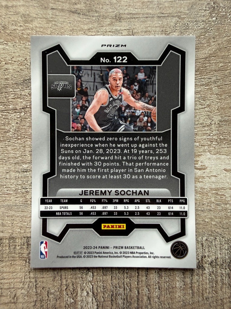 2023-24 Panini Prizm Orange Cracked Ice #122 Jeremy Sochan San