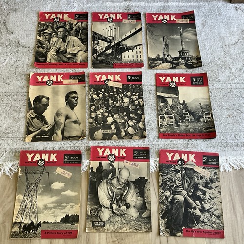 9 Yank Army Magazine 1945 Weekly WWII Military Lot Vintage rough
