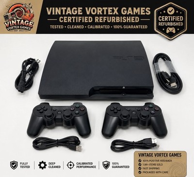 PlayStation 3 Slim CECH-2001A 120GB Console Bundle -Fully Refurbished -Fast Ship