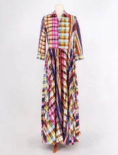SARA ROKA Multicolor Plaid Maxi Shirt Dress Tosca 105 Chemisier IT 42 US 4/6