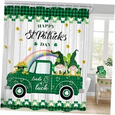 St. Patrick's Day Shower Curtain 60Wx72L 60"W x 72"L Pack of 1 Green White
