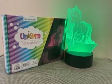 Einhorn 3D Nachtlicht LED Tischlampe Batteriebetrieben Kinder Weihnachtsgeschenk NEU