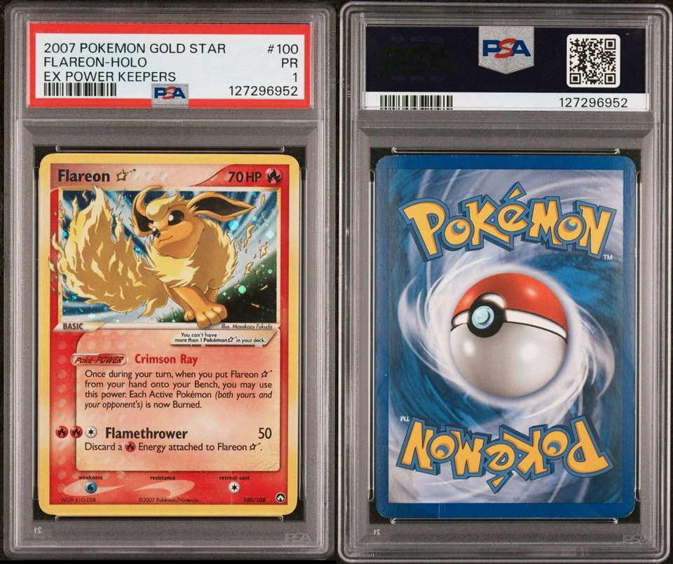 2007 POKEMON EX POWER KEEPERS GOLD STAR #100 FLAREON-HOLO PSA 1 - Image 3 of 3