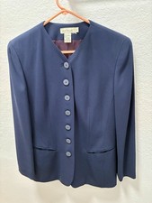 Ann Taylor Navy Blazer Front Button Women  s Size 8 - 7 Buttons