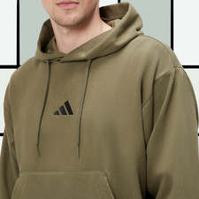 adidas Essentials Feelcozy Fleece Hoodie Hooded Sweatshirt Olive JE3799 Sz M  L